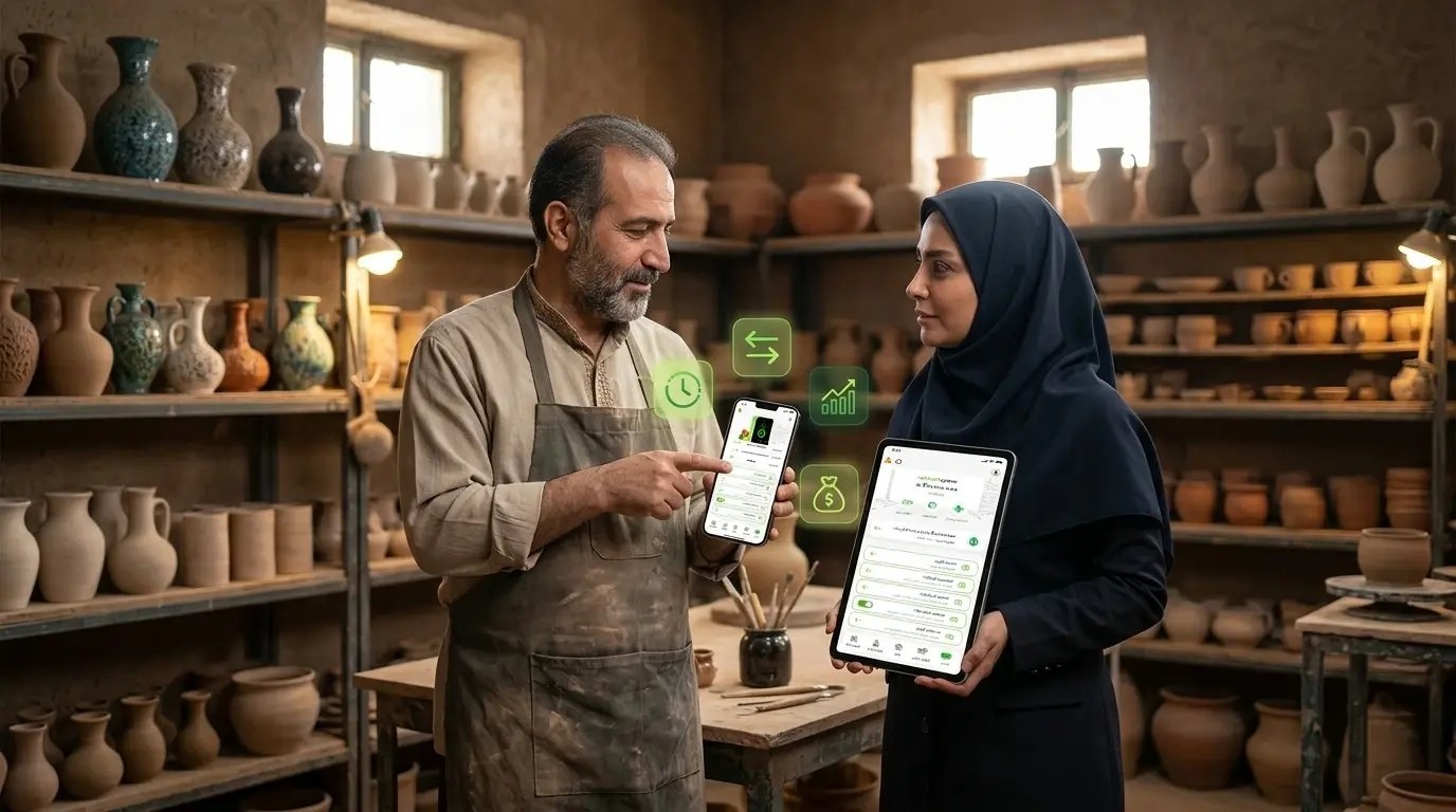 اپلیکیشن در موکاپ گوشی گرین بانک
