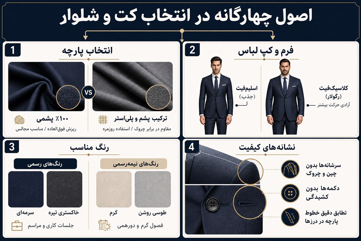 راهنمای انتخاب کت و شلوار مناسب
