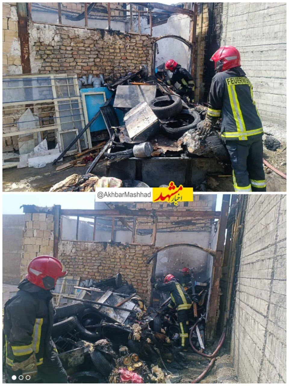 حریق در انبار ضایعات خیابان وحید باخدا، آتش‌نشانان حادثه را مهار کردند