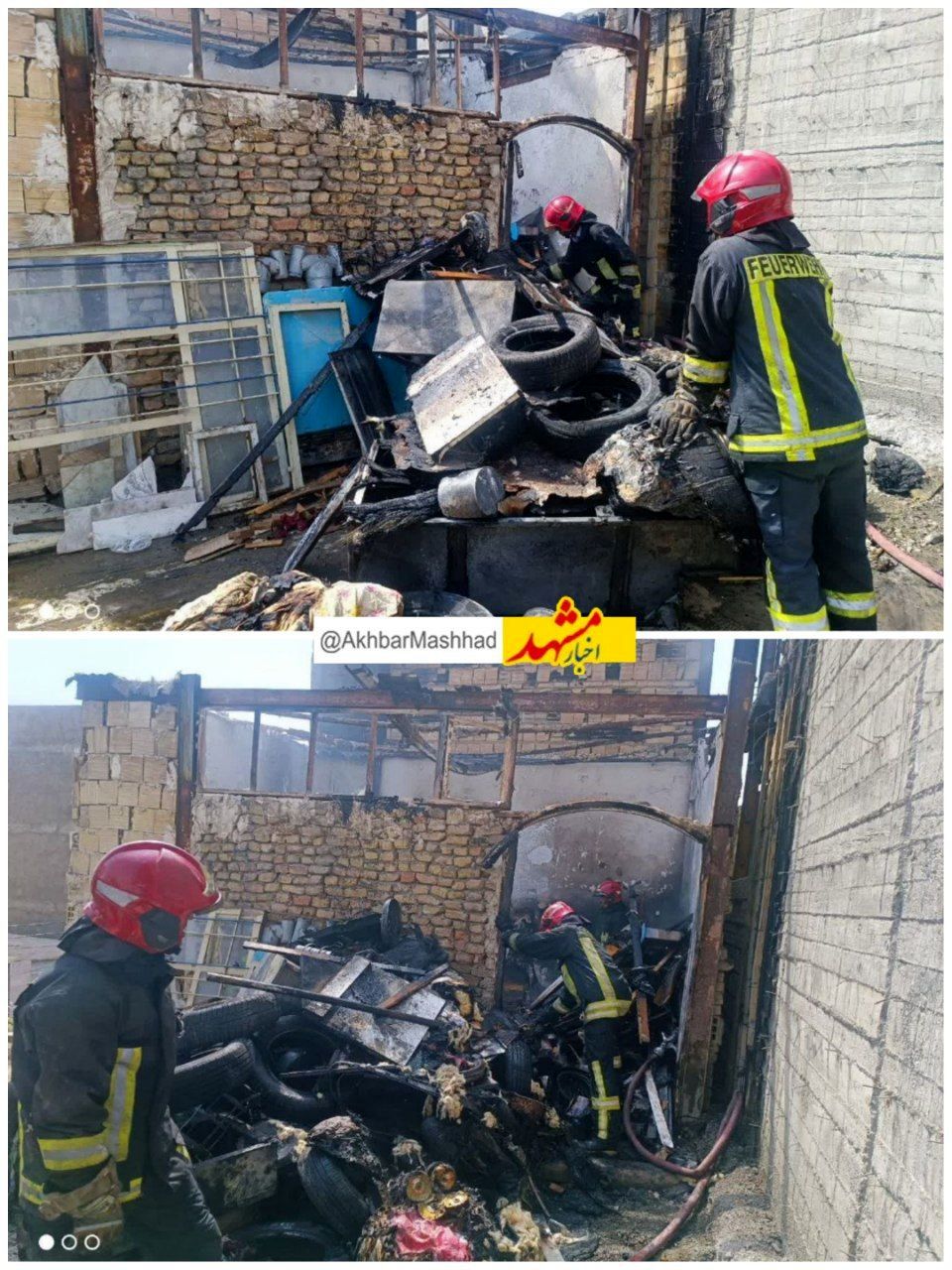 حریق در انبار ضایعات خیابان وحید باخدا، آتش‌نشانان حادثه را مهار کردند