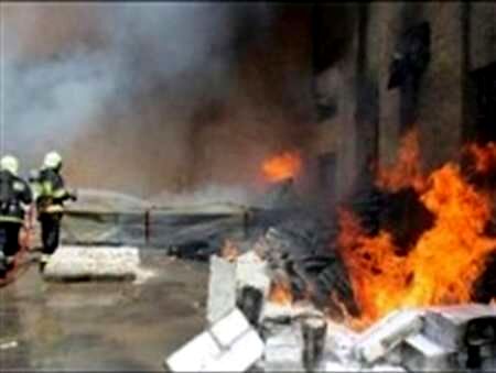 کارخانه پنبه در حومه مشهد طعمه حریق شد+عکس