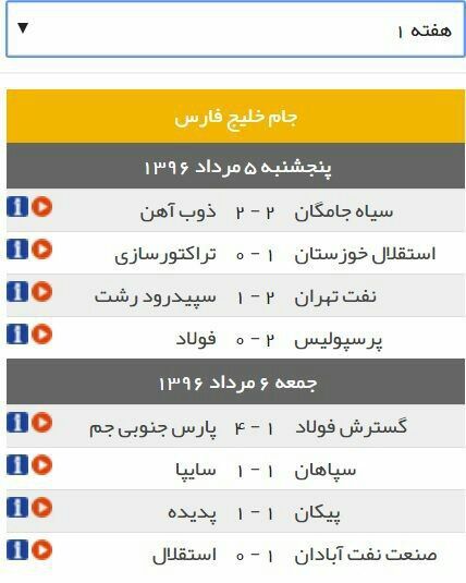 برنامه، نتایج و جدول رده‌بندی لیگ برتر فوتبال