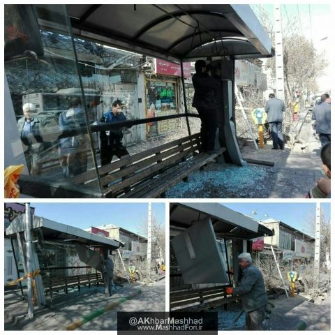 برخورد خودرو با ایستگاه اتوبوس در مشهد پنج مجروح برجای گذاشت