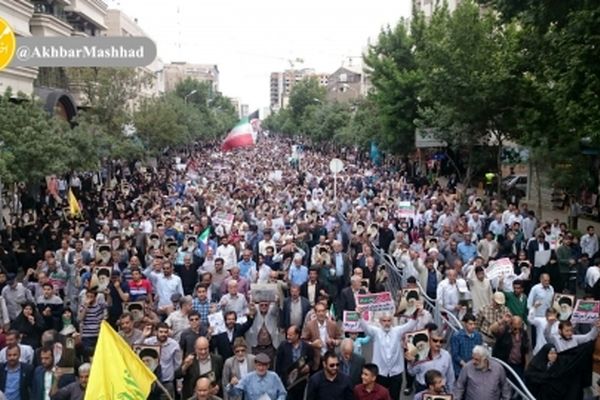 راهپیمایی مردم مشهد در پاسخ به توهین های رئیس جمهور آمریکا