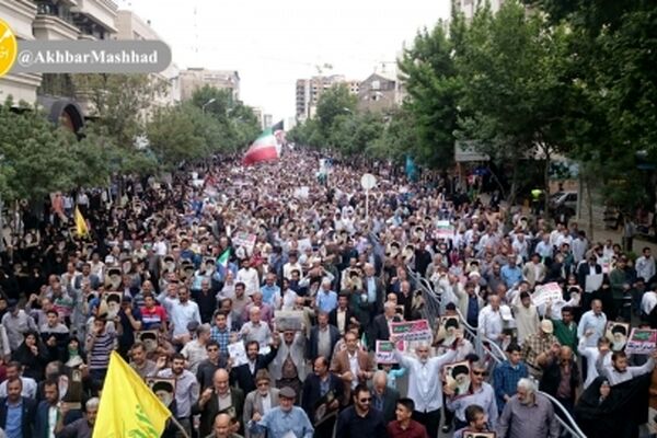 راهپیمایی مردم مشهد در پاسخ به توهین های رئیس جمهور آمریکا
