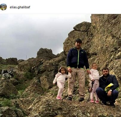 کوهنوردی قالیباف با پسر و نوه‌هایش