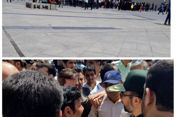 فرمانده سپاه امام رضا(ع) پای دردل مردم در میدان شهدا