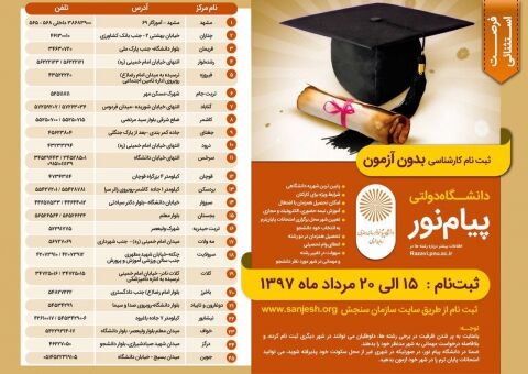 ثبت نام بدون آزمون کارشناسی دانشگاه پیام نور آغاز شد