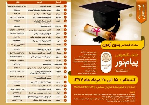 ثبت نام بدون آزمون کارشناسی دانشگاه پیام نور آغاز شد