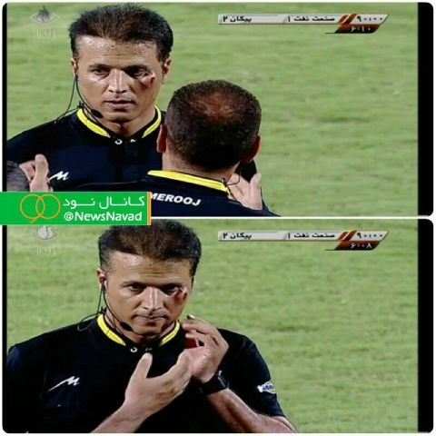 مجروح شدن کمک داور بازی نفت - پیکان با سنگ پرانی تماشاگران!