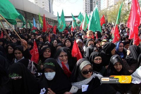 عزاداری بانوان زائر و مجاور رضوی در سوگ عرشیان