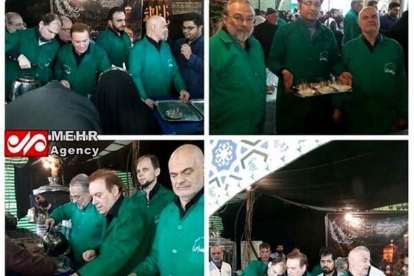 دانشمندان خارجی درحال خدمت به زائران پیاده امام رضاعلیه السلام