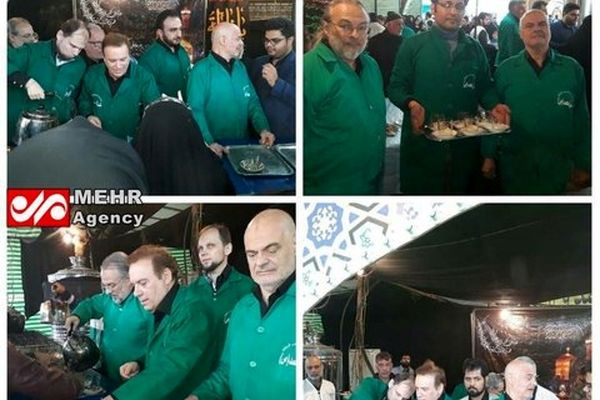 دانشمندان خارجی درحال خدمت به زائران پیاده امام رضاعلیه السلام