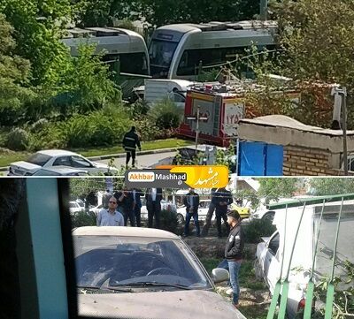 برخورد خودروی سواری با قطارشهری مشهد