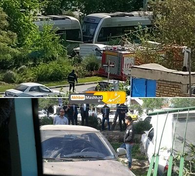 برخورد خودروی سواری با قطارشهری مشهد