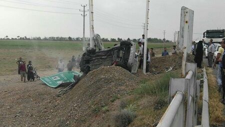 واژگوني مرگبار خودرو پرايد