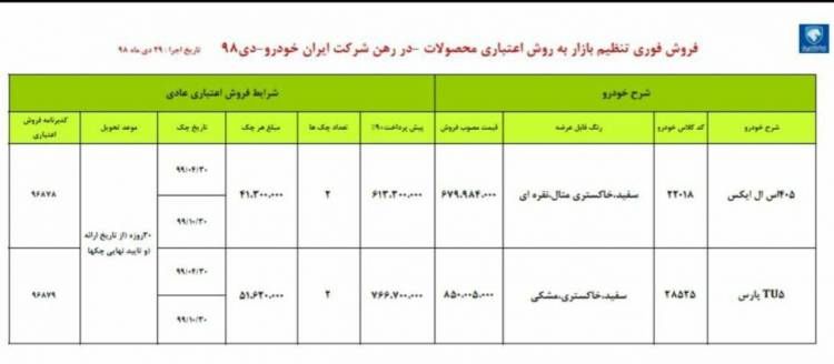 فروش فوری دو محصول ایران‌خودرو
 