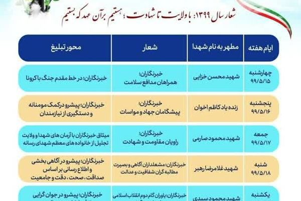 روزشمار هفته گرامیداشت مقام خبرنگار