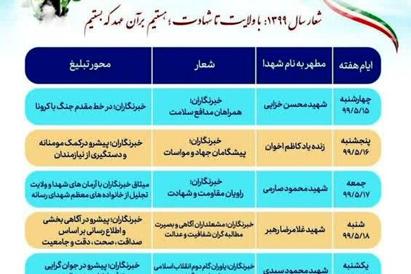 روزشمار هفته گرامیداشت مقام خبرنگار