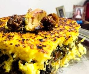 طرز تهیه «ته چین آلو اسفناج» خانگی