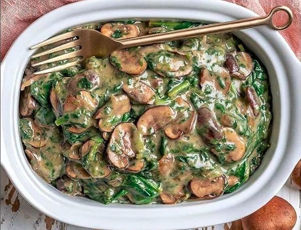 طرز تهیه شام آسان /خوراک قارچ و اسفناج