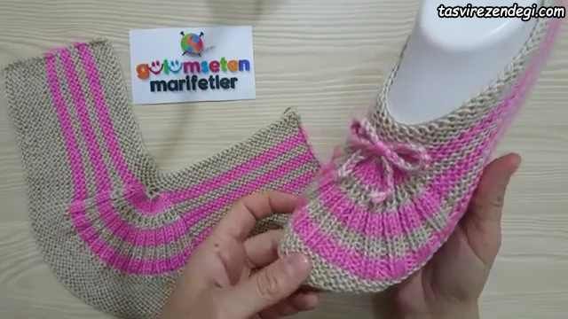 آموزش مرحله به مرحله پاپوش دو رنگ با میل