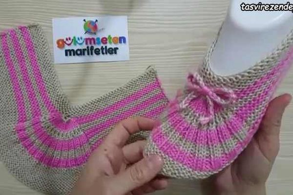 آموزش مرحله به مرحله پاپوش دو رنگ با میل