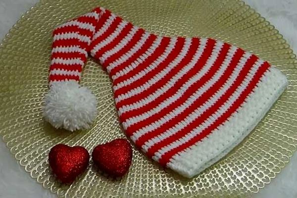 آموزش مرحله به مرحله بافت کلاه شیپوری بابانوئلی با قلاب و دو میل