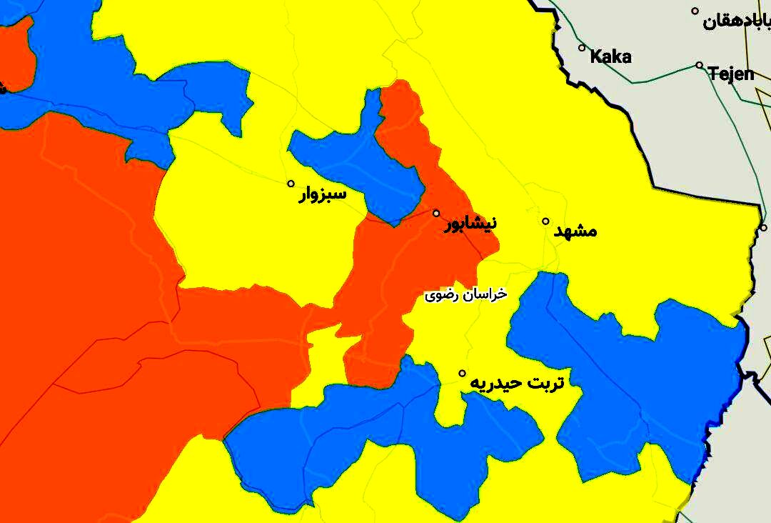 شهرستان‌های نیشابور، کاشمر و بردسکن در وضعیت نارنجی کرونایی هستند