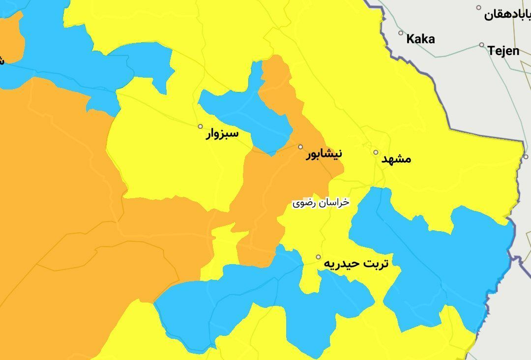 شهرستان‌های نیشابور، کاشمر و بردسکن در وضعیت نارنجی کرونایی هستند