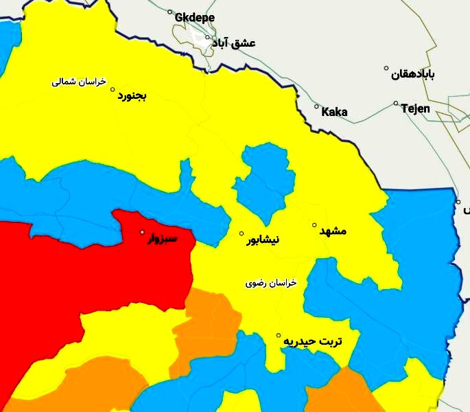 زنگ خطر در خراسان رضوی به صدا درآمد/2 شهرستان در وضعیت قرمز کرونایی