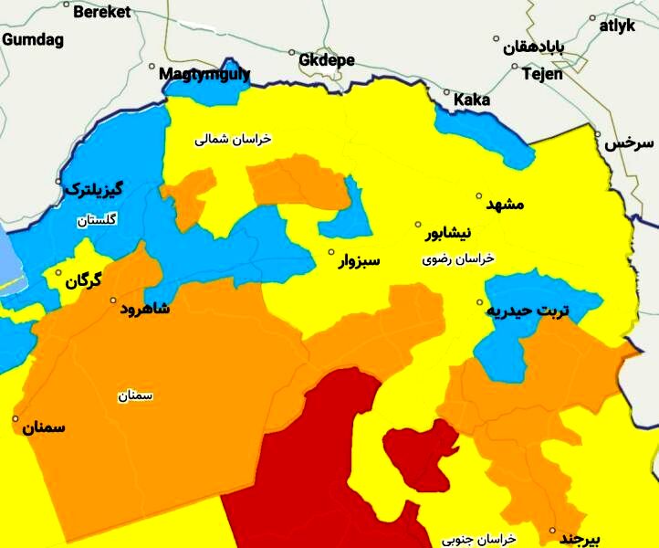هیچ شهرستانی در خراسان رضوی وضعیت قرمز کرونایی ندارد/افزایش وضعیت زرد