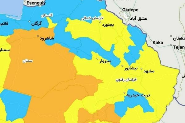 ۲ شهرستان خراسان رضوی وضعیت نارنجی کرونایی دارند