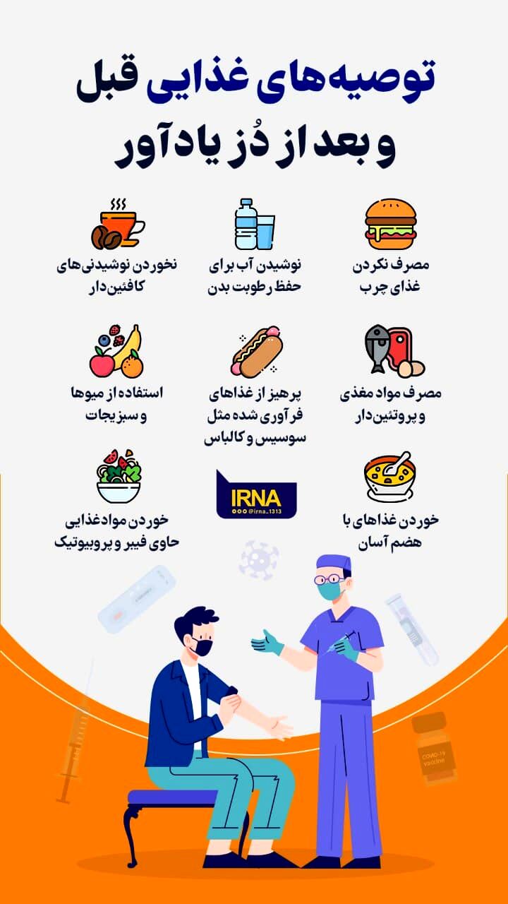 توصیه‌های غذایی قبل و بعد از دُز یادآور