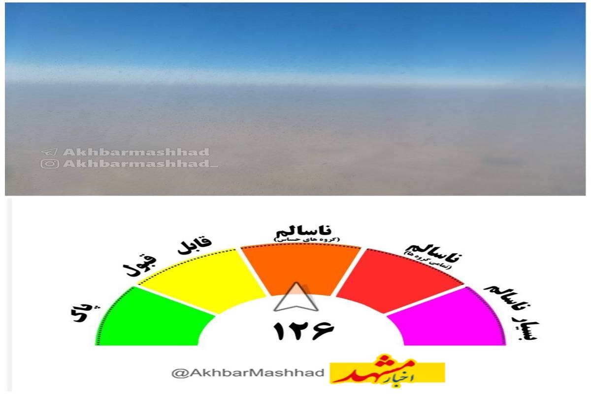 هم اکنون ، خطی از آلودگی هوا بر فراز مشهد مقدس