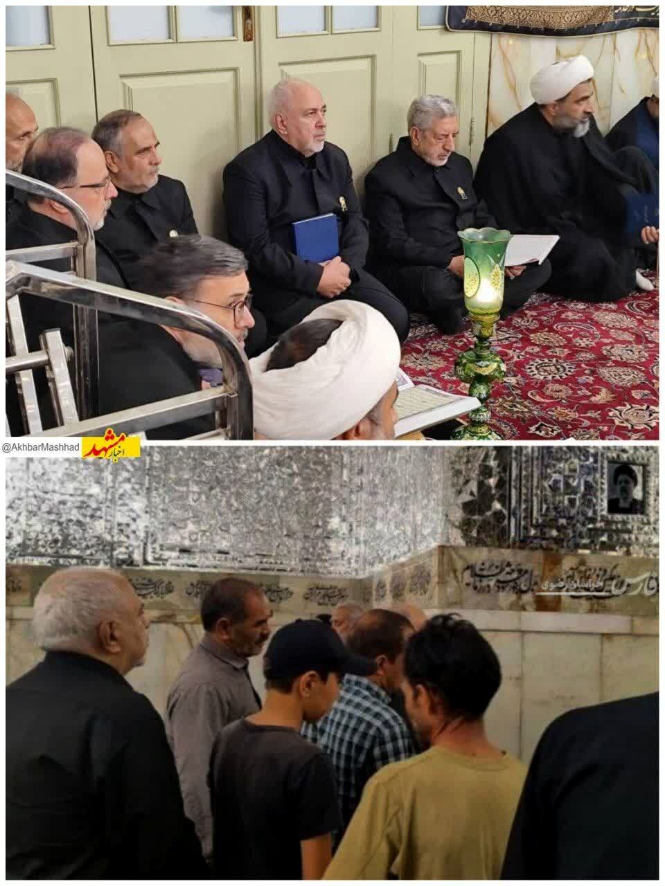 ظریف در مشهد؛ حضور در مراسم خطبه‌خوانی اربعین و ادای احترام به شهید رئیسی
