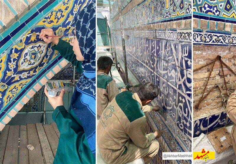 بازگشت شکوه و زیبایی به قلب حرم رضوی/ مرمت ایوان عباسی‌