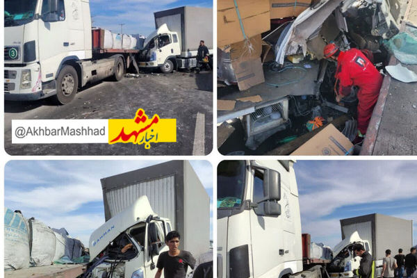 برخورد ۲ دستگاه کامیون در محور سبزوار- داورزن با یک مصدوم