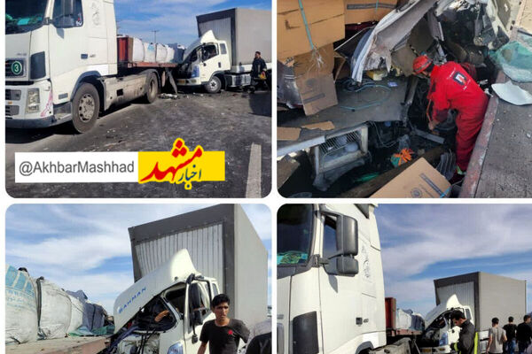 برخورد ۲ دستگاه کامیون در محور سبزوار- داورزن با یک مصدوم