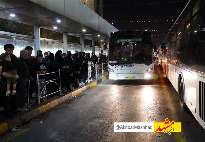خدمات شبانه‌روزی اتوبوسرانی مشهد به زائران دهه پایانی صفر