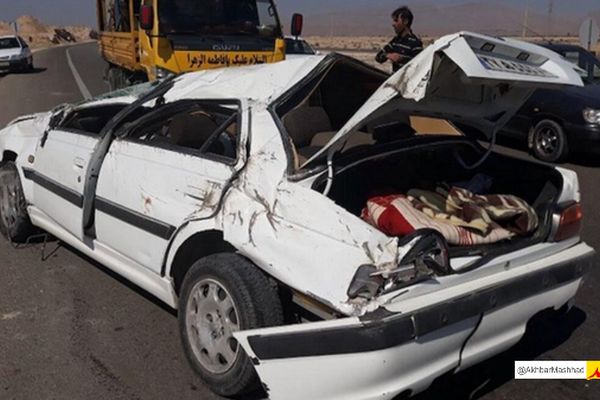 ۵ مصدوم به دنبال واژگونی خودرو پژو‌ پارس در نیشابور