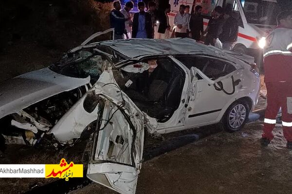 واژگونی خودرو تیبا در محور مشهد- سرخس ۲ کشته برجا گذاشت